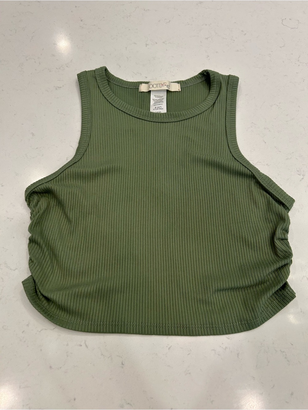 OOTDFash Olive Green Ribbed Crop Tank